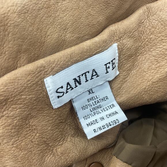 Santa Fe VTG Tan Fringed Studded Leather Blazer Jacket Size XL Preowned - Picture 3 of 5